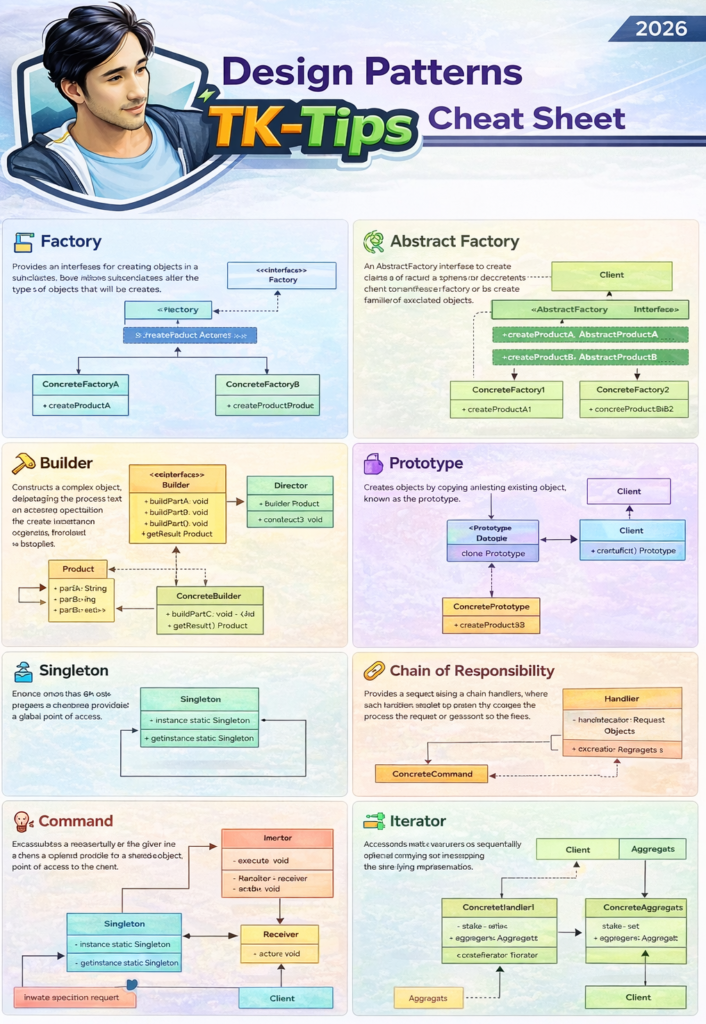 Design patterns cheat sheet 2026